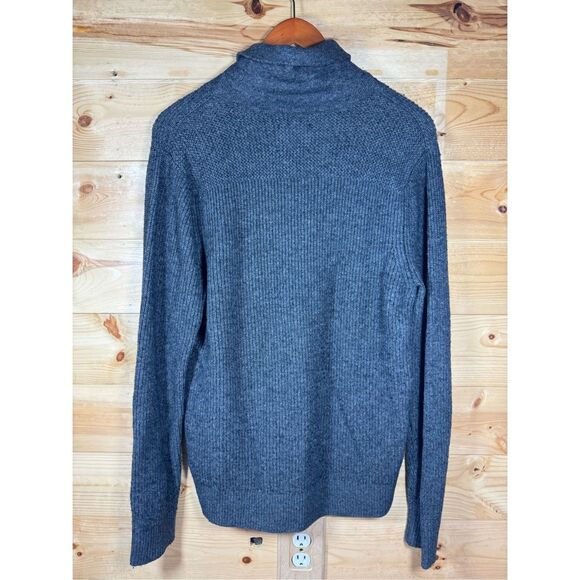 Abercrombie & Fitch Men's Charcoal Gray Wool Blend Knitted Shawl Collar Pullover - Picture 6 of 12